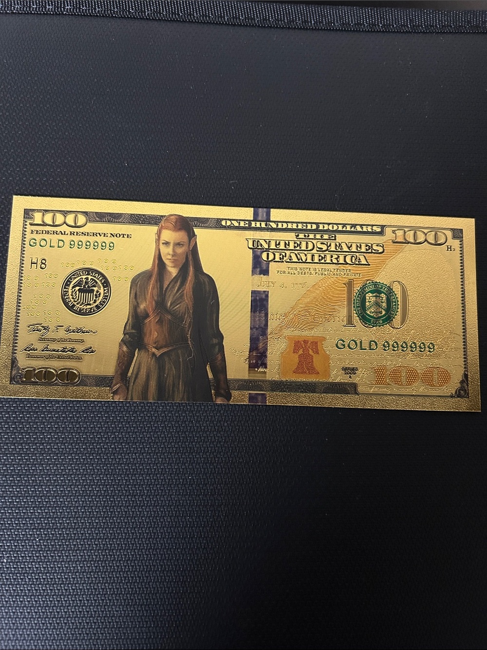 Novelty Gold Lord of the Rings $100 Bill Collectible